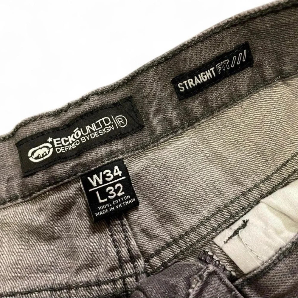 Vintage Ecko Unltd. Straight Fit Grey Wash Moto Style Denim Jeans W34‎ L32